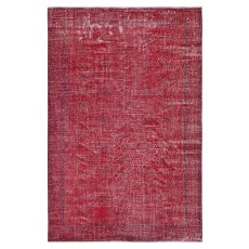 Vintage Turkish Wool Rug. Overdyed Red, Handmade Area Rug for Modern Interiors