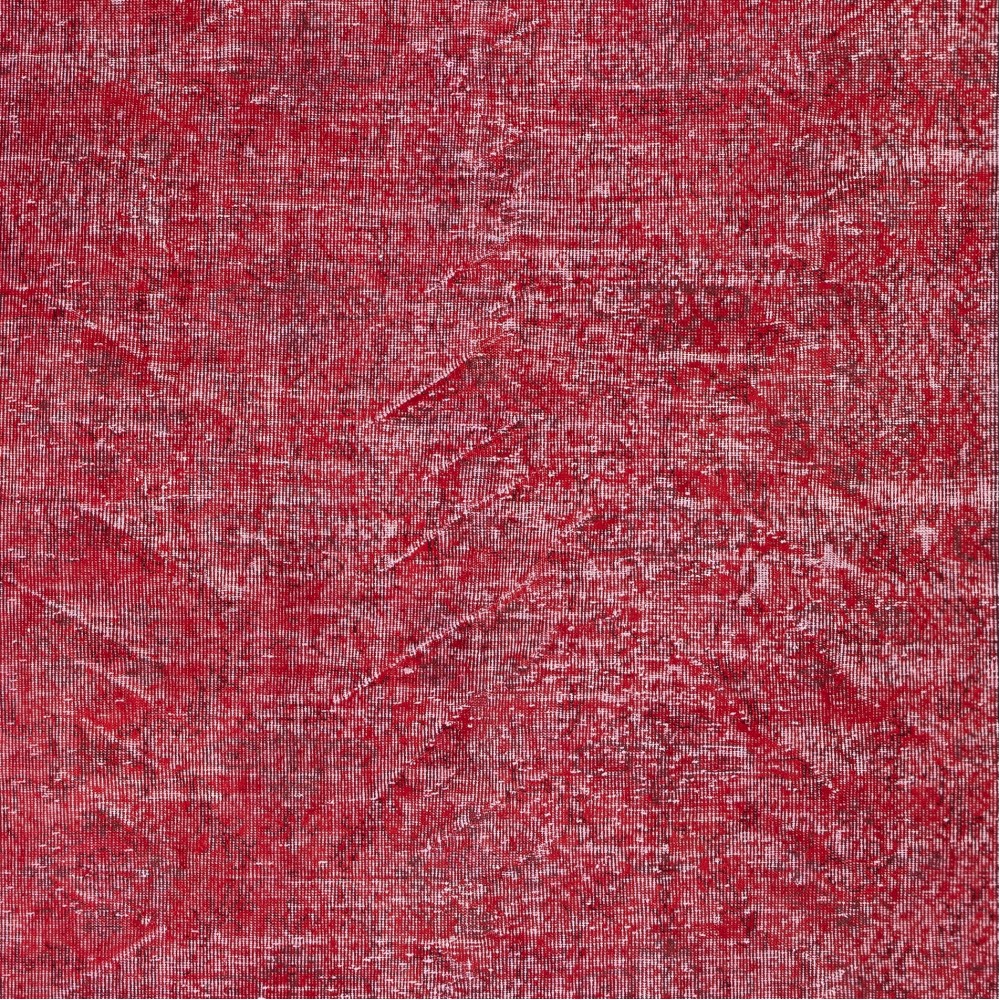 Vintage Turkish Wool Rug. Overdyed Red, Handmade Area Rug for Modern Interiors Vintage Turkish Wool Rug. Overdyed Red, Handmade Area Rug for Modern Interiors