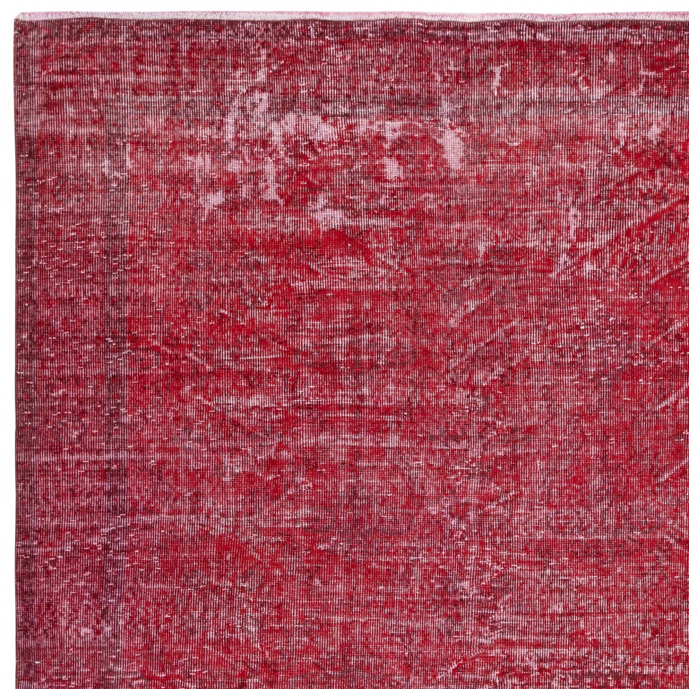 Vintage Turkish Wool Rug. Overdyed Red, Handmade Area Rug for Modern Interiors Vintage Turkish Wool Rug. Overdyed Red, Handmade Area Rug for Modern Interiors