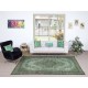 Vintage Handmade Turkish Wool Area Rug Redyed in Green for Modern Interiors Vintage Handmade Turkish Wool Area Rug Redyed in Green for Modern Interiors