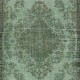 Vintage Handmade Turkish Wool Area Rug Redyed in Green for Modern Interiors Vintage Handmade Turkish Wool Area Rug Redyed in Green for Modern Interiors