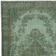 Vintage Handmade Turkish Wool Area Rug Redyed in Green for Modern Interiors Vintage Handmade Turkish Wool Area Rug Redyed in Green for Modern Interiors