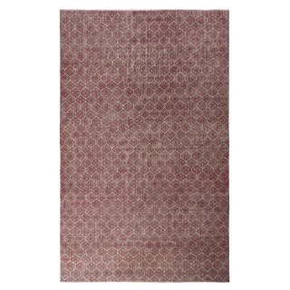 Hand-knotted Vintage Turkish Red Wool Area Rug with Floral Design for Home and Office Decor