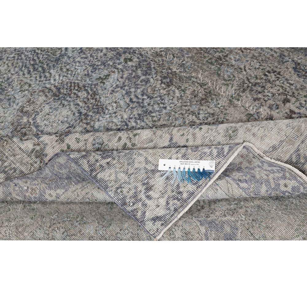 Vintage Handmade Turkish Wool Area Rug Overdyed in Blue for Contemporary Interiors