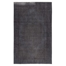 Gray Overdyed Vintage Turkish Wool Rug. Hand-Woven and Hand-Knotted Area Carpet for Modern Home