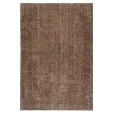 Vintage Handmade Turkish Wool Area Rug Overdyed in Brown for Modern Interiors