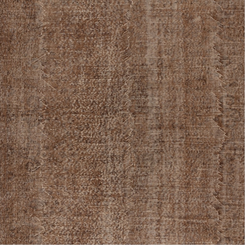 Vintage Handmade Turkish Wool Area Rug Overdyed in Brown for Modern Interiors