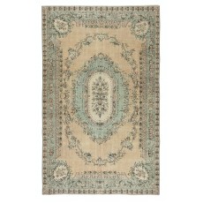 One-of-a-kind Vintage Wool Area Rug. Handmade Turkish Carpet for Country Style Decoration