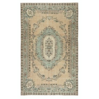 One-of-a-kind Vintage Wool Area Rug. Handmade Turkish Carpet for Country Style Decoration