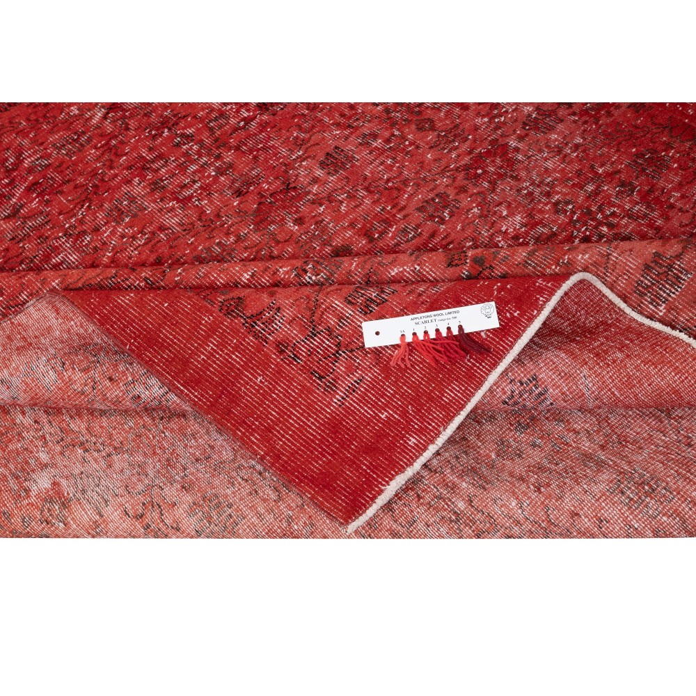 Handmade Turkish Wool Rug. Vintage Red Overdyed Area Rug for Living Room Handmade Turkish Wool Rug. Vintage Red Overdyed Area Rug for Living Room