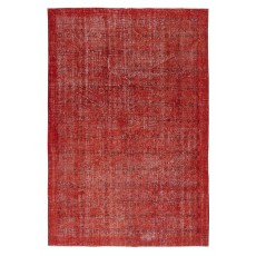 Handmade Turkish Wool Rug. Vintage Red Overdyed Area Rug for Living Room