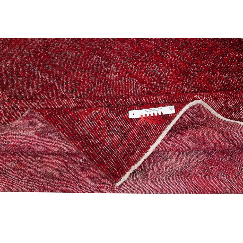 Vintage Turkish Wool Rug. Overdyed Red, Handmade Area Rug for Modern Interiors Vintage Turkish Wool Rug. Overdyed Red, Handmade Area Rug for Modern Interiors