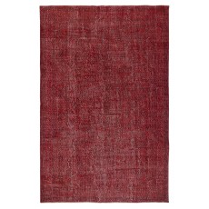 Vintage Turkish Wool Rug. Overdyed Red, Handmade Area Rug for Modern Interiors