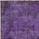 Vintage Handmade Turkish Wool Area Rug Overdyed in Purple for Modern Interiors Vintage Handmade Turkish Wool Area Rug Overdyed in Purple for Modern Interiors