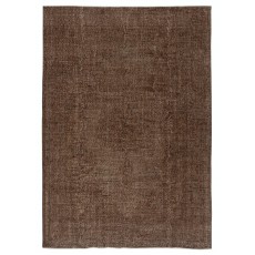 Hand-knotted Vintage Turkish Wool Area Rug Overdyed in Brown color for Modern Interiors