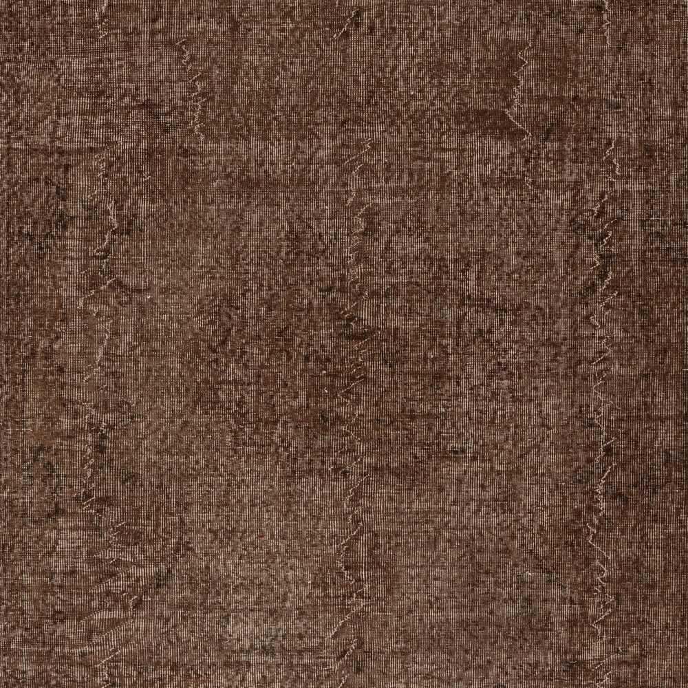 Hand-knotted Vintage Turkish Wool Area Rug Overdyed in Brown color for Modern Interiors