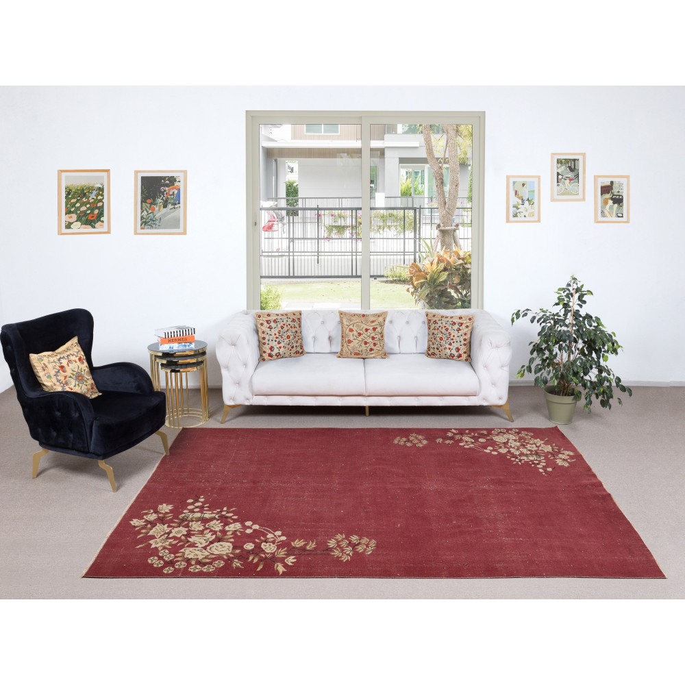 Vintage Hand-Knotted Chinese Art Deco Design Red Area Rug Vintage Hand-Knotted Chinese Art Deco Design Red Area Rug