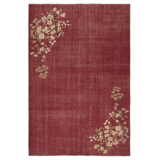 Vintage Hand-Knotted Chinese Art Deco Design Red Area Rug