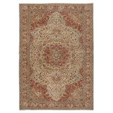 Traditional Hand-Knotted Turkish Wool Area Rug with Classic Medallion Design
