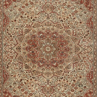 Traditional Hand-Knotted Turkish Wool Area Rug with Classic Medallion Design