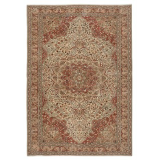Traditional Hand-Knotted Turkish Wool Area Rug with Classic Medallion Design