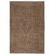 Vintage Wool Area Rug Overdyed in Brown for Modern Interiors. Handmade in Turkey