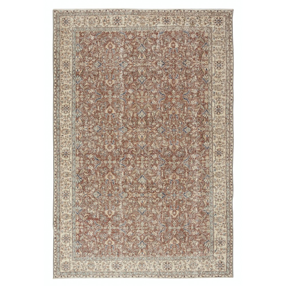 Vintage Handmade Turkish Red Wool Area Rug with Floral Design for Home and Office Decor Vintage Handmade Turkish Red Wool Area Rug with Floral Design for Home and Office Decor