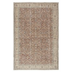 Vintage Handmade Turkish Red Wool Area Rug with Floral Design for Home and Office Decor