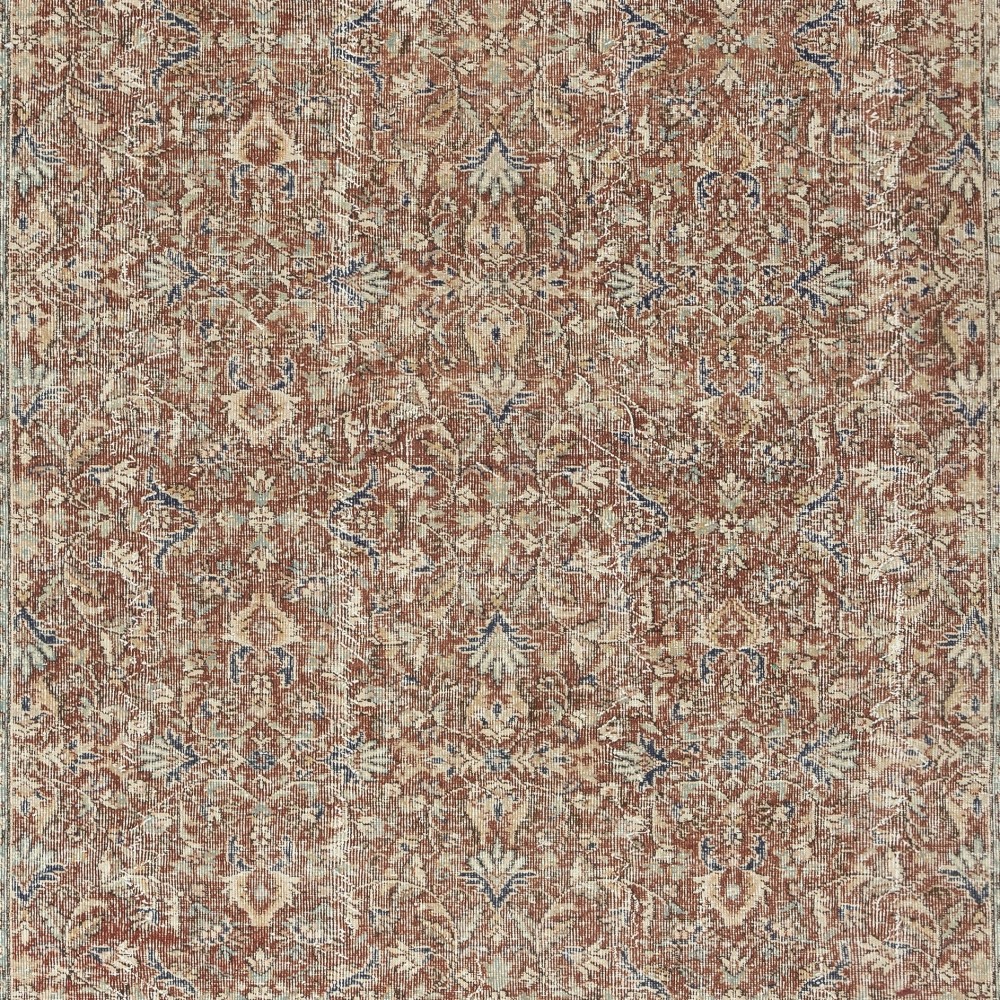 Vintage Handmade Turkish Red Wool Area Rug with Floral Design for Home and Office Decor Vintage Handmade Turkish Red Wool Area Rug with Floral Design for Home and Office Decor