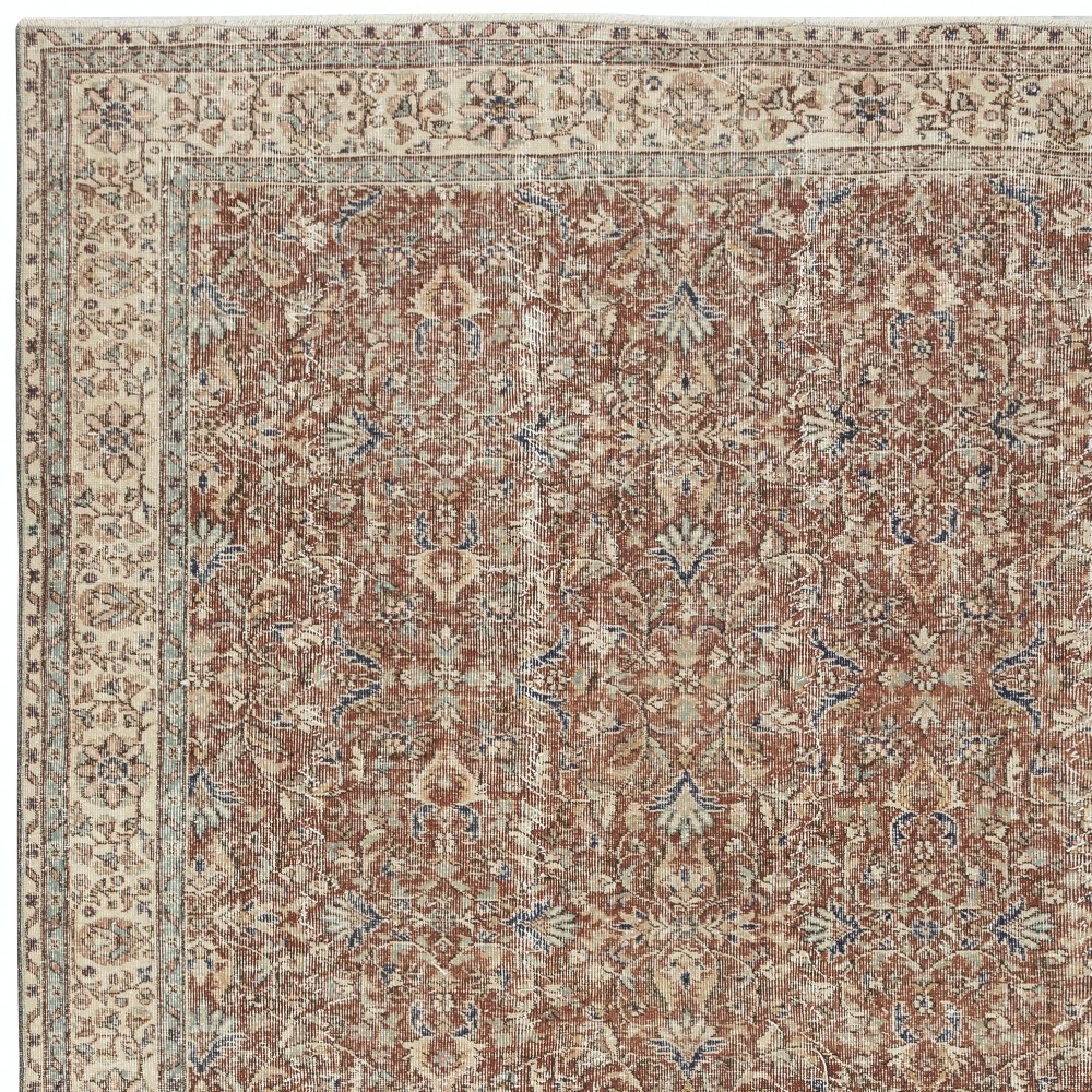 Vintage Handmade Turkish Red Wool Area Rug with Floral Design for Home and Office Decor Vintage Handmade Turkish Red Wool Area Rug with Floral Design for Home and Office Decor
