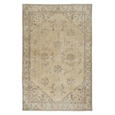 Vintage Turkish Beige Area Rug. Hand-Knotted Wool Carpet with Chinese Art Deco