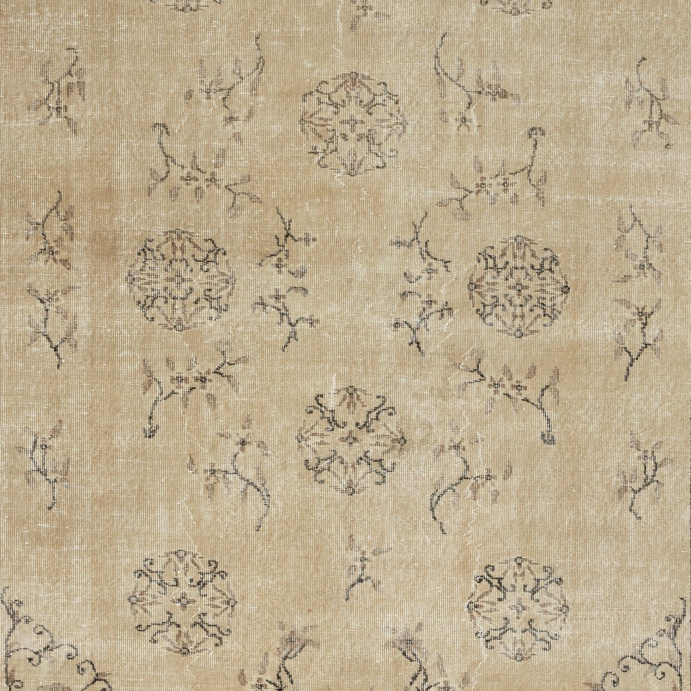 Vintage Turkish Beige Area Rug. Hand-Knotted Wool Carpet with Chinese Art Deco Vintage Turkish Beige Area Rug. Hand-Knotted Wool Carpet with Chinese Art Deco