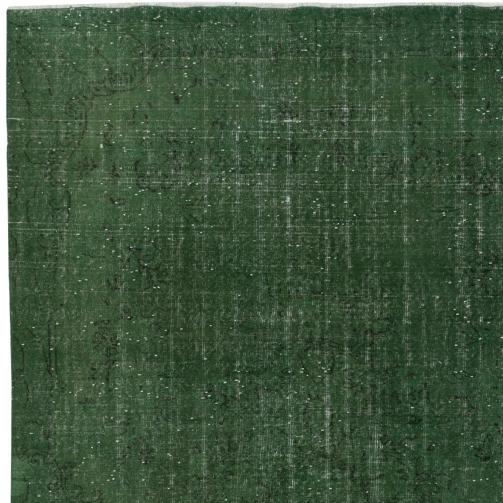 Handmade Turkish Wool Area Rug. Vintage Overdyed Green Rug for Modern Home Handmade Turkish Wool Area Rug. Vintage Overdyed Green Rug for Modern Home