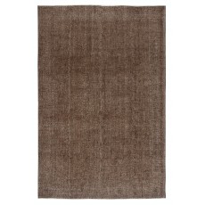Hand-knotted Vintage Turkish Wool Area Rug Overdyed in Brown for Modern Interiors