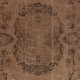 Handmade Turkish Wool Area Rug. Vintage Overdyed Brown Rug for Modern Home