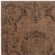Handmade Turkish Wool Area Rug. Vintage Overdyed Brown Rug for Modern Home
