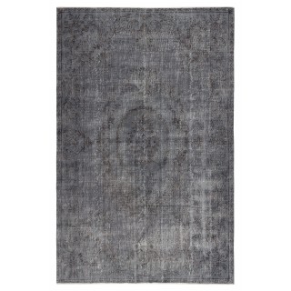 Gray Vintage Wool Area Rug. Modern Hand-knotted Carpet