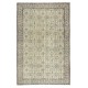 Vintage Floral Design Wool Rug. Beige Handmade Turkish Area Rug for Farmhouse Decor Vintage Floral Design Wool Rug. Beige Handmade Turkish Area Rug for Farmhouse Decor