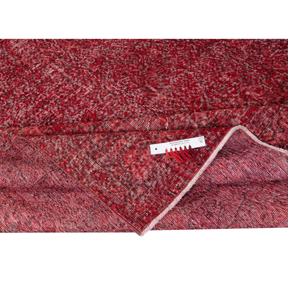 Vintage Handmade Turkish Wool Area Rug Overdyed in Red for Modern Home and Office Vintage Handmade Turkish Wool Area Rug Overdyed in Red for Modern Home and Office