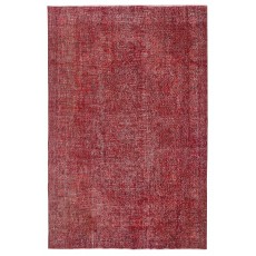 Vintage Handmade Turkish Wool Area Rug Overdyed in Red for Modern Home and Office