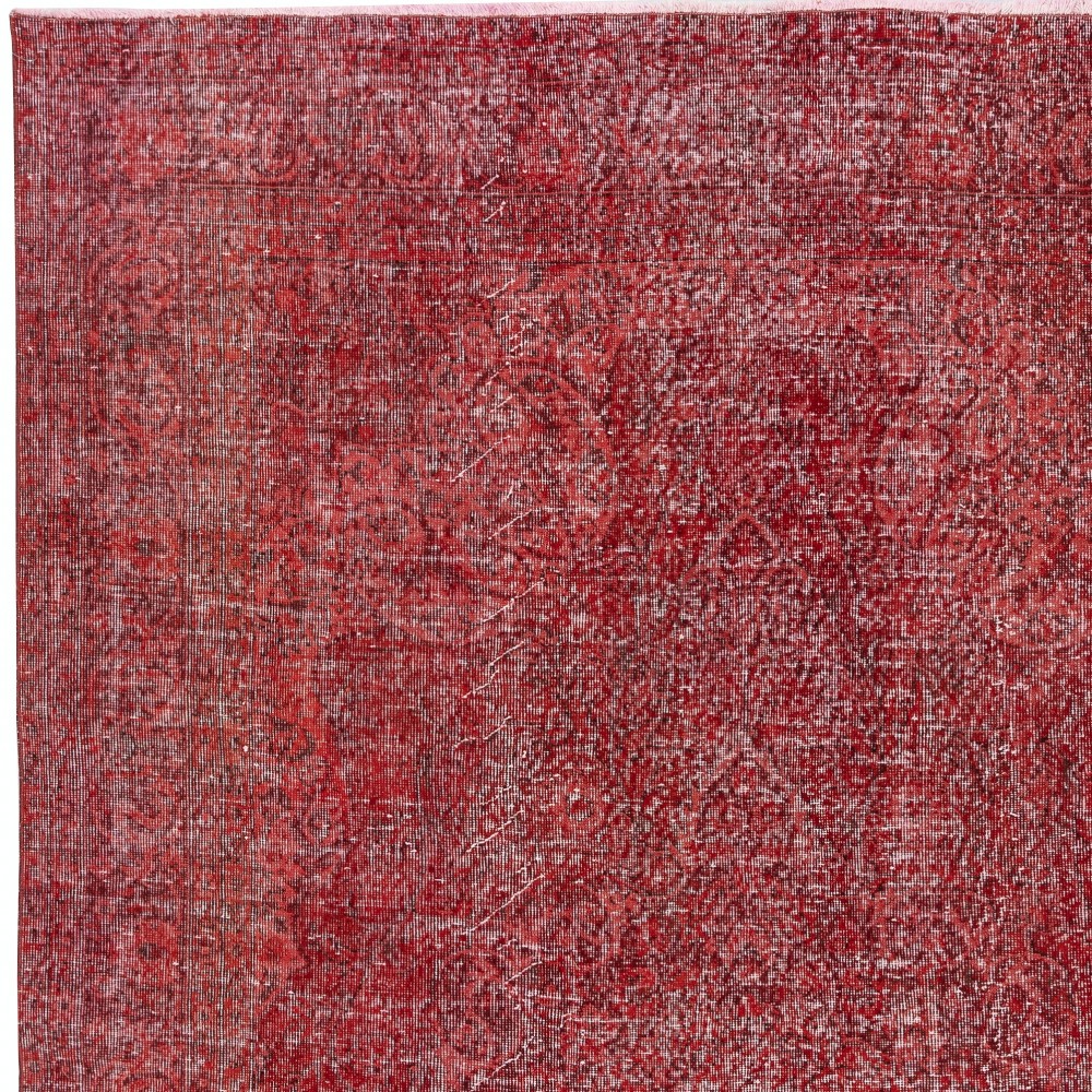 Vintage Handmade Turkish Wool Area Rug Overdyed in Red for Modern Home and Office Vintage Handmade Turkish Wool Area Rug Overdyed in Red for Modern Home and Office