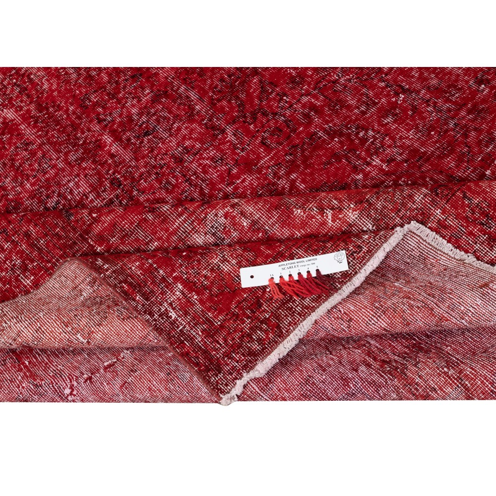 Vintage Turkish Wool Rug. Overdyed Red, Handmade Area Rug for Modern Interiors Vintage Turkish Wool Rug. Overdyed Red, Handmade Area Rug for Modern Interiors