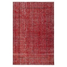 Vintage Turkish Wool Rug. Overdyed Red, Handmade Area Rug for Modern Interiors