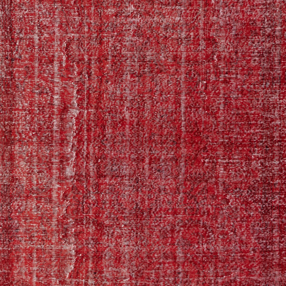 Vintage Turkish Wool Rug. Overdyed Red, Handmade Area Rug for Modern Interiors Vintage Turkish Wool Rug. Overdyed Red, Handmade Area Rug for Modern Interiors