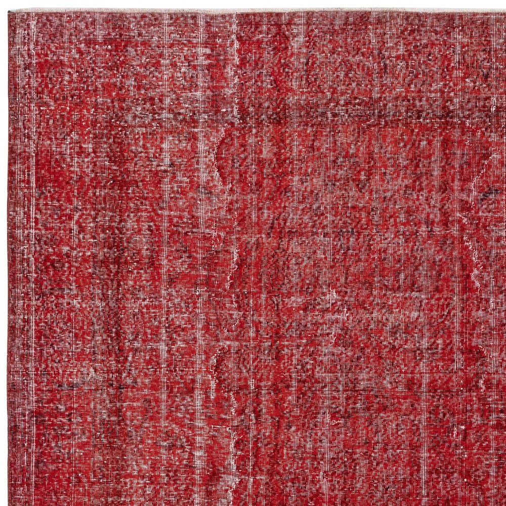 Vintage Turkish Wool Rug. Overdyed Red, Handmade Area Rug for Modern Interiors Vintage Turkish Wool Rug. Overdyed Red, Handmade Area Rug for Modern Interiors