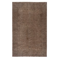 Vintage Handmade Wool Rug. Brown Turkish Area Rug for Modern Home and office
