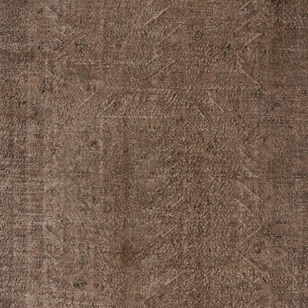 Vintage Handmade Wool Rug. Brown Turkish Area Rug for Modern Home and office