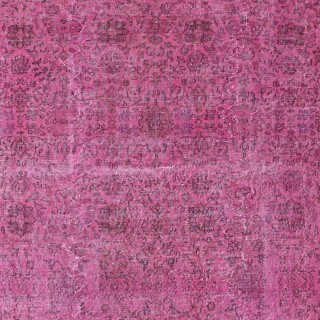 Vintage Handmade Turkish Wool Area Rug Redyed in Pink for Modern Interiors