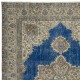 Vintage Handmade Turkish Wool Area Rug. Traditional Hand-Knotted Carpet with Medallion Design