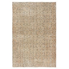 Vintage Turkish Handknotted Wool Rug. Floral Patterned Area Carpet for Cozy Farmhouse Interiors